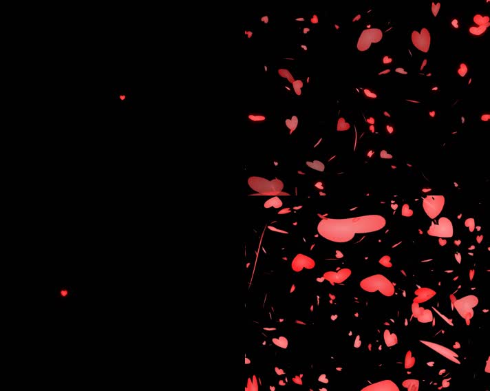 红色爱心花瓣迸发转场【内含6个素
