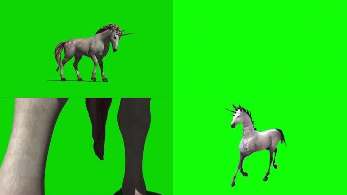 绿屏抠像视频素材独角兽马