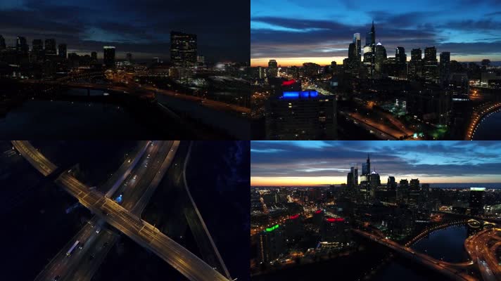 4K航拍费城夜景城市旅游宣传片