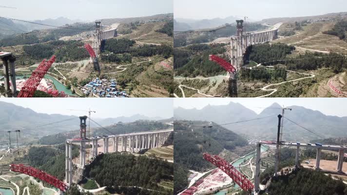 航拍中国大桥建造