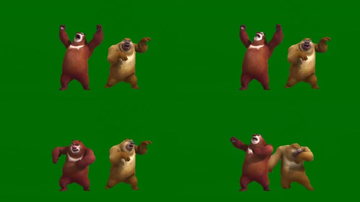 绿屏抠像视频素材熊大熊二
