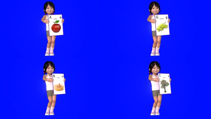 绿屏抠像视频素材学英语的女孩