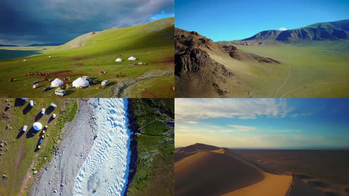 蒙古大草原自然风景4K航拍旅游宣传片素材
