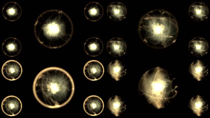 金色魔法能量球粒子闪电球光球动态背景