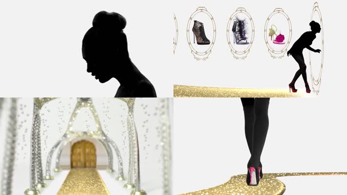 女孩剪影水晶鞋视频广告素材