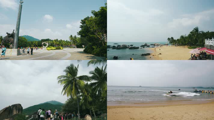 海南天涯海角海边礁石沙滩4K