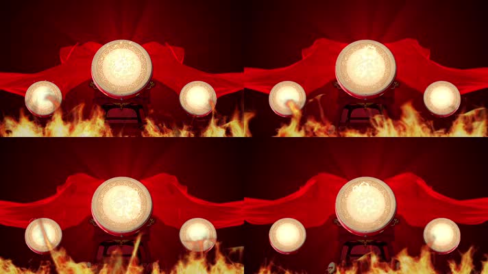 红绸大鼓舞台背景循环