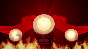 红绸大鼓舞台背景循环