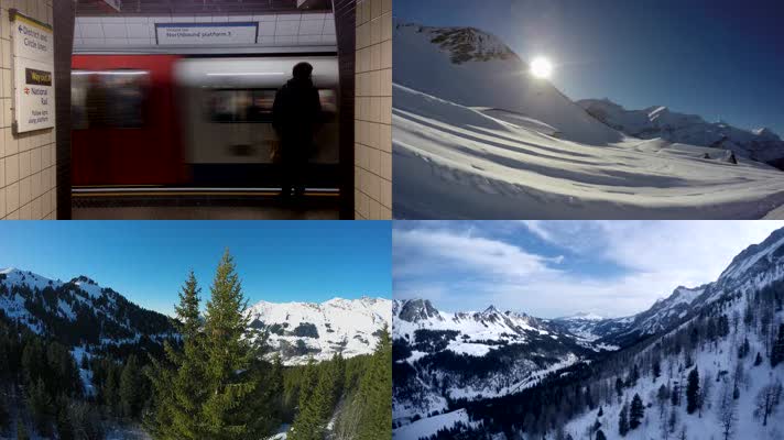 4K瑞士滑雪场滑雪运动第一视角