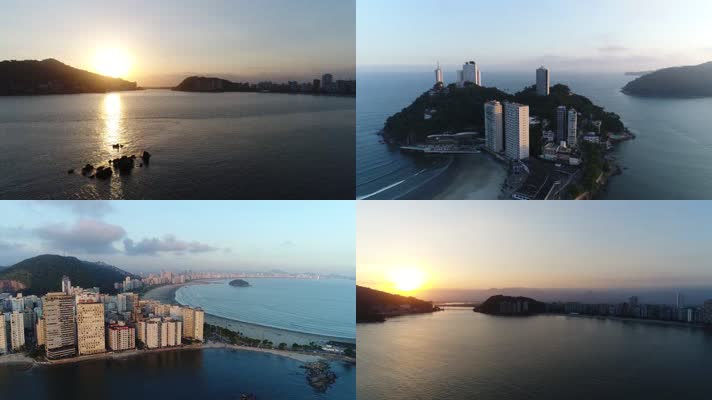 2K航拍巴西桑托斯城市宣传片素材