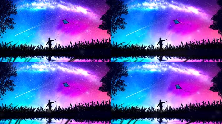 小孩放风筝舞台背景视频