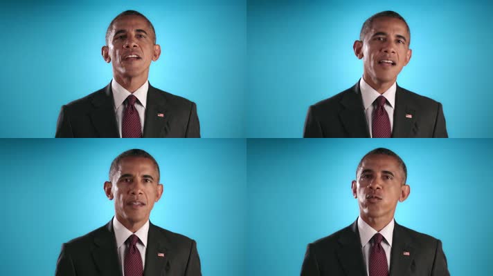 美国总统奥巴马演讲蓝屏抠像