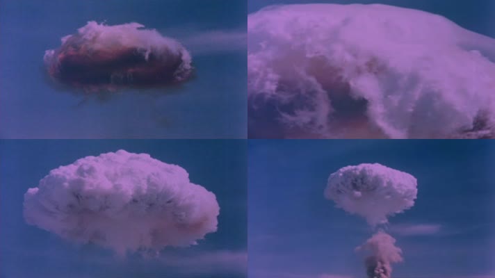 原子弹爆炸蘑菇云烟雾核武器核试验影像资料
