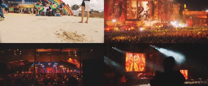 巴西露天音乐节人群欢呼娱乐夜晚烟花4K实拍