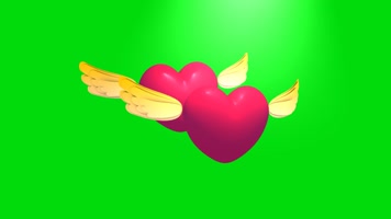 爱心翅膀飞舞绿屏抠像