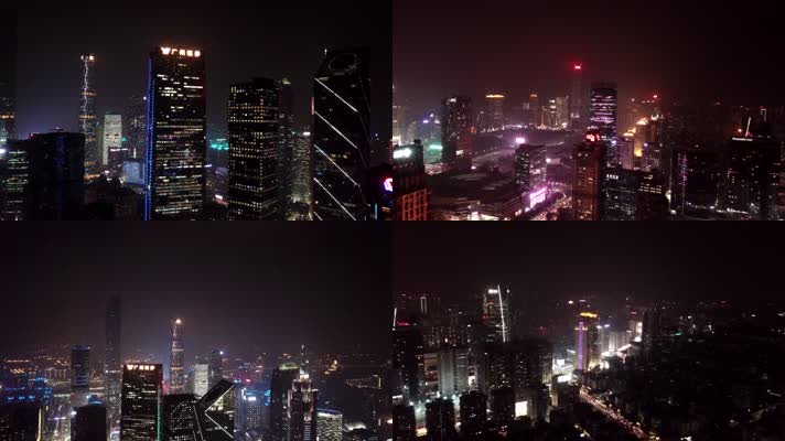航拍广州城市夜景