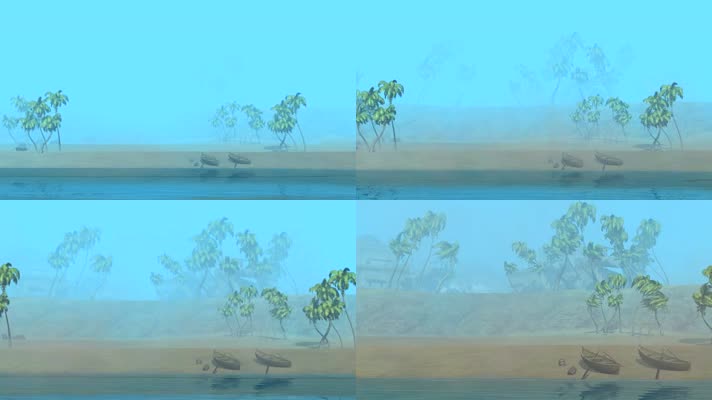 海岛小船椰树动画