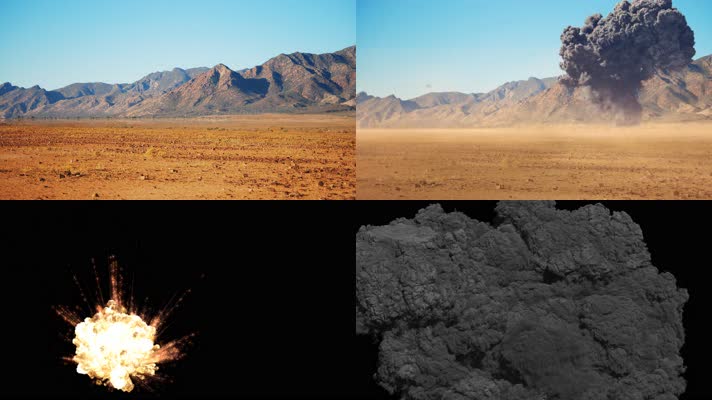 4K炸弹爆炸烟雾火花特效冲击波