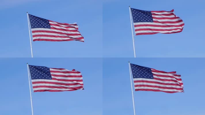 美国旗飘扬星条旗飘扬