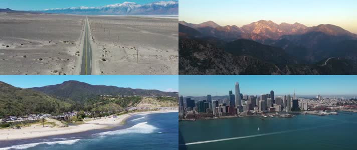 4k航拍美国洛杉矶建筑交通道路海滨云海生态