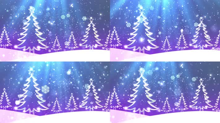 4k圣诞节圣诞树雪花飘落光线闪闪背景