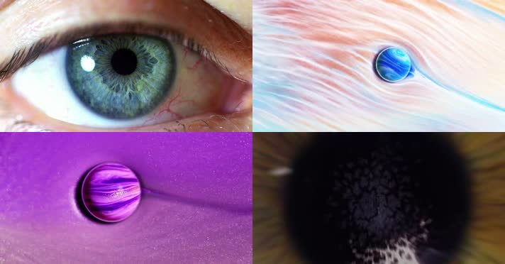 4K眼睛穿梭瞳孔精彩世界流体艺术