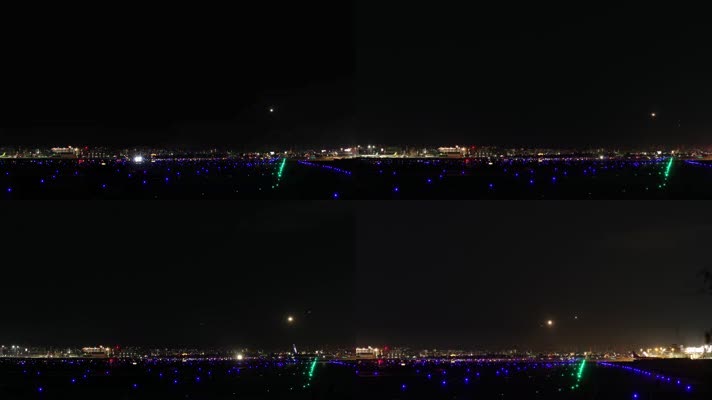 夜间机场飞机降落