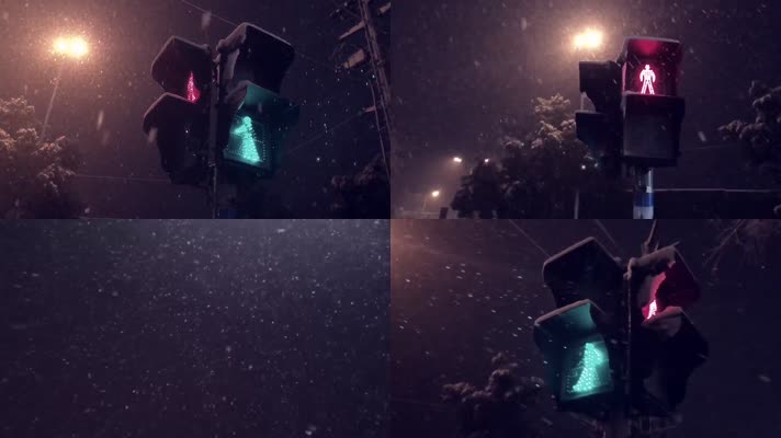 风雪下的红绿灯变化实拍素材 风雪下的红绿灯变化实拍素材