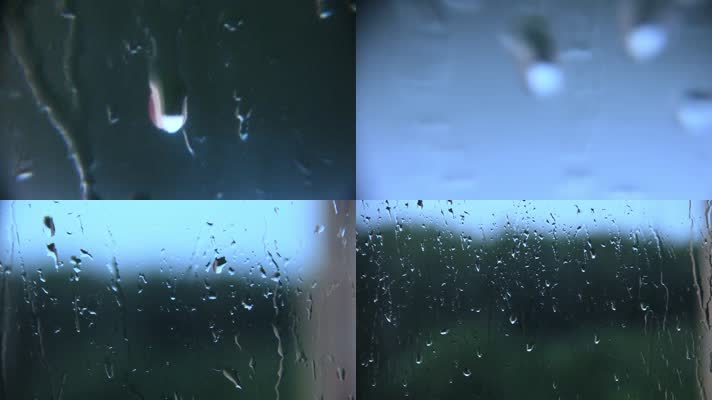 雨滴玻璃下雨雨滴滑落