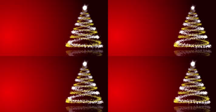 4K红色背景圣诞树背景