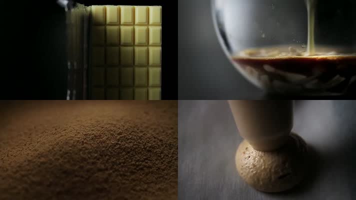 巧克力奶酪奶油咖啡烹饪微距拍摄