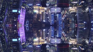 广州城市夜景倒影视频