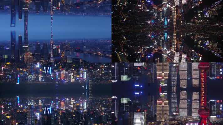 大气上海城市倒影视频