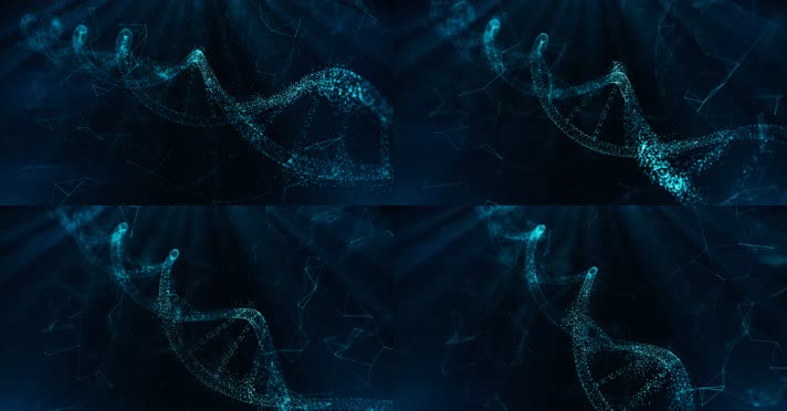 蓝色DNA粒子螺旋背景视频