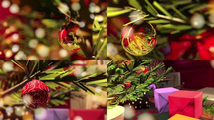6组圣诞球圣诞树装饰视频素材