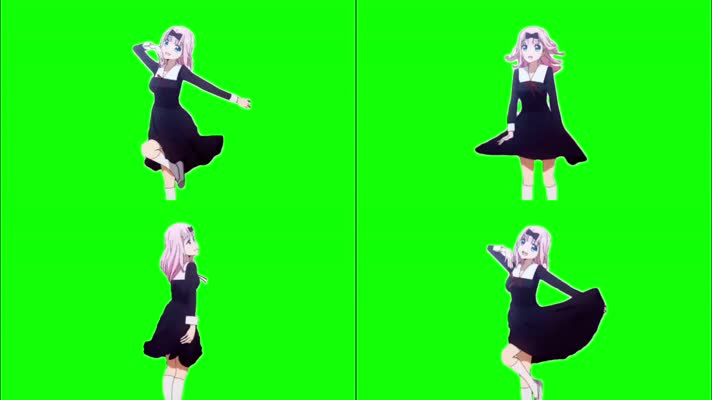 绿幕视频素材跳舞的卡通女孩