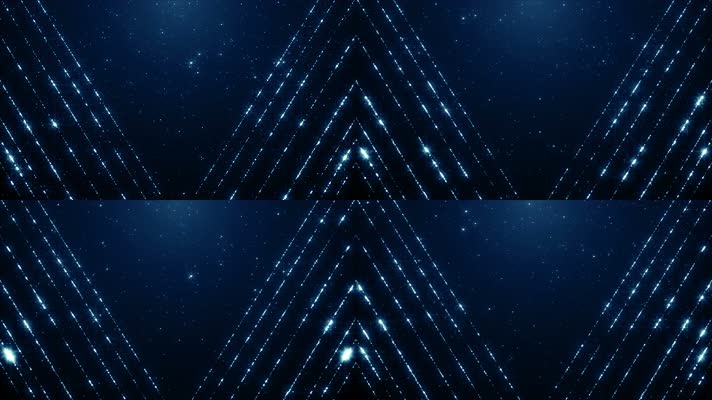 4K蓝色V形闪烁粒子灯光视频