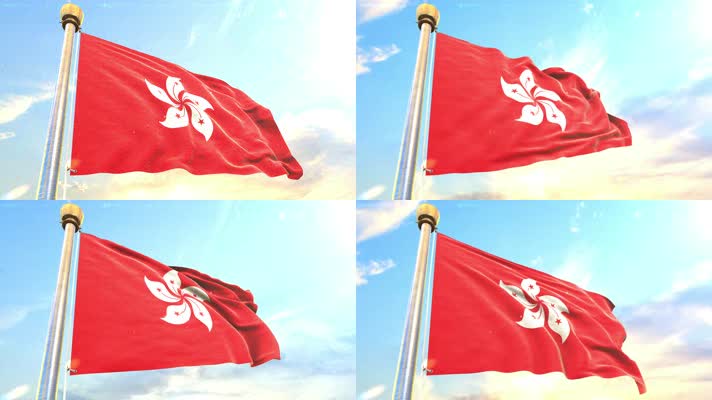 【4K原创】香港区旗飘扬延时高速摄影-近角