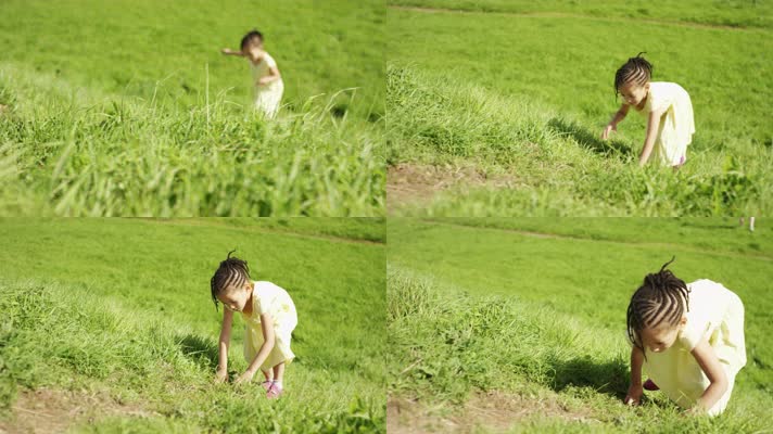 小女孩野外自然玩耍