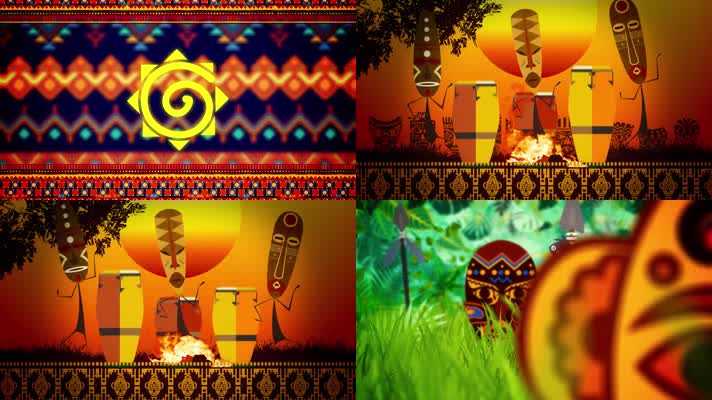 非洲鼓非洲舞蹈动感背景素材灯光秀节奏快闪