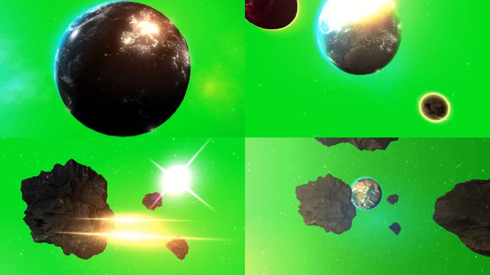 绿幕视频素材陨石地球