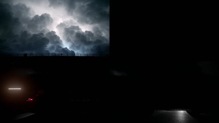 乌云雷暴闪电汽车穿梭汽车科技视频素材