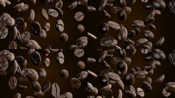 咖啡豆飘落慢动作