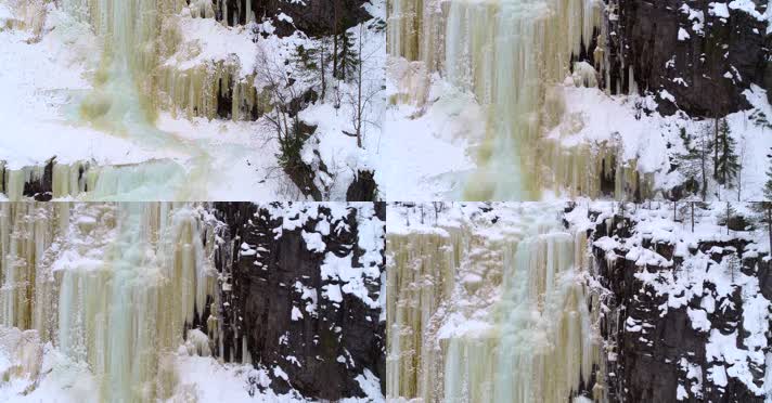 瀑布结冰冬季美景