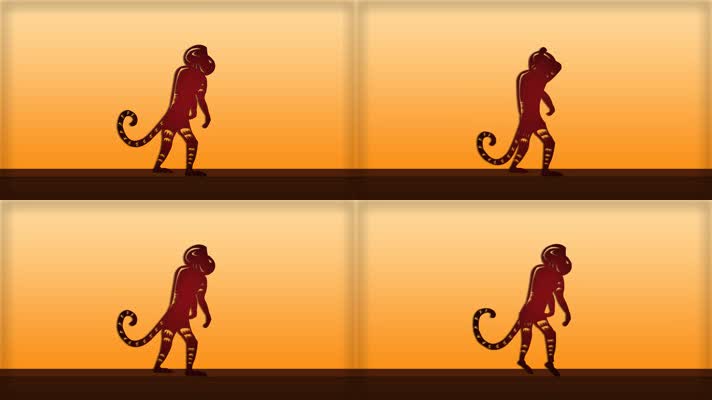 猴子剪纸动画动态素材
