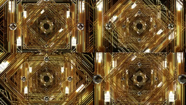 金色装饰艺术隧道动画