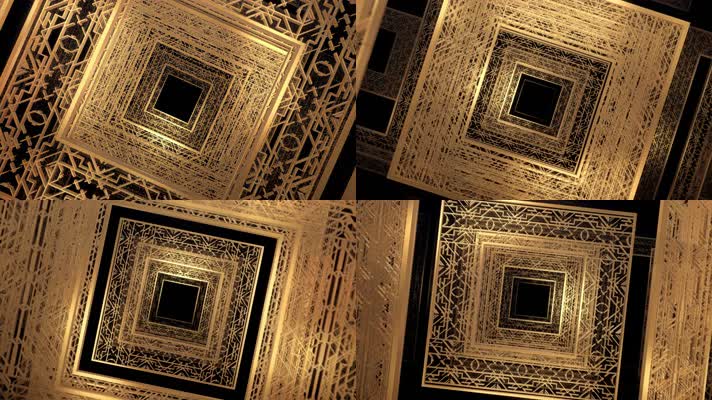 金色隧道 舞台背景 抽象 