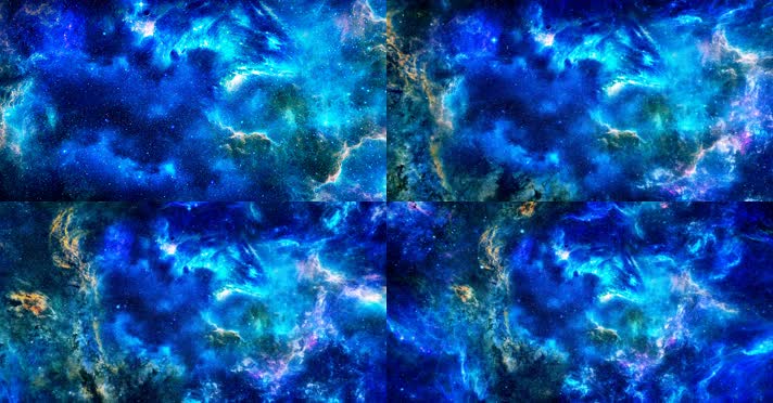 蓝色行星和恒星的抽象星云