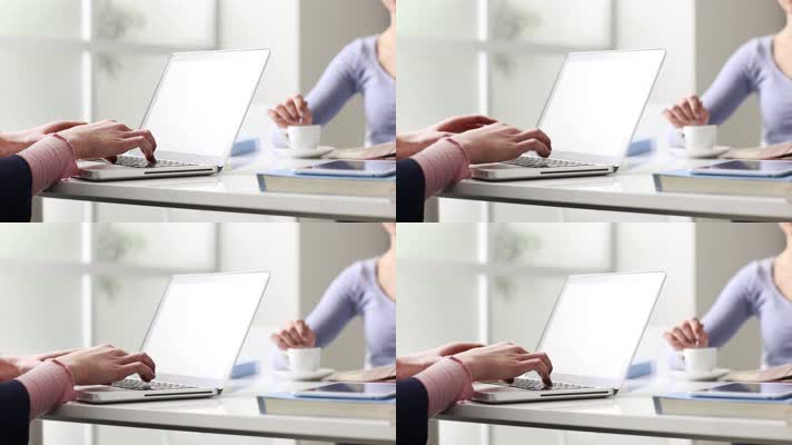 工作手指敲击电脑键盘