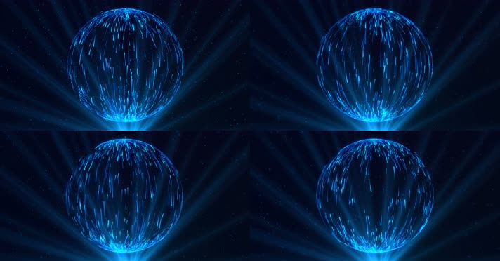 抽象蓝色粒子光线球体背景
